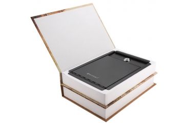 Image of Barska Paris and London Dual book Lock box Safe w/ Key Lock, Tan, Outer Size 7.5 x 3.5 x 10.5 in CB12470