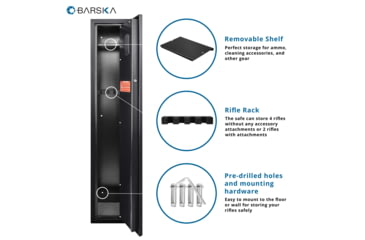 Image of Barska Quick-Access Biometric Rifle Safe, Matte Black, AX11652