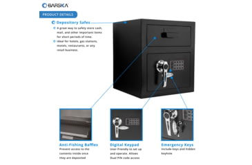 Image of Barska Standard Keypad Depository Safe, Black AX11932