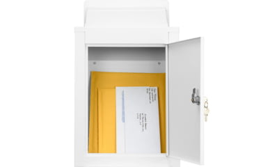 Image of Barska Through-The-Wall Drop Box w/Adjustable Chute, White, Medium, CB13954