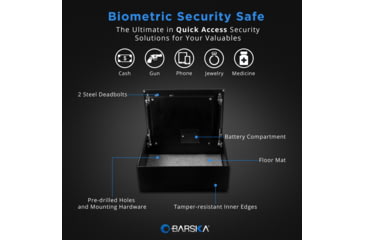 Image of Barska Top Open BioMetric Safe, Black, 14.75x11.25x5in Exerior AX11556