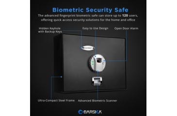 Image of Barska Top Open BioMetric Safe, Black, 14.75x11.25x5in Exerior AX11556