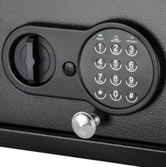 Image of Barska Top Open Keypad Safe, Low Battery Alert, 12 Gauge Sheet Steel Construction, Black, Outer Size 12 x 9.5 x 4.5 in AX12622