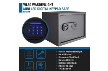 Image of Barska WL80 WardenLight 0.8 Cu. ft Digital Keypad Safe with Interior LED Light, Black, Small, AX13748