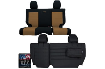 Image of Bartact Jeep Seat Covers Rear Bench 13-18 Wrangler JK 2 Door Tactical Series, Black/Black, JKSC2013R2BB
