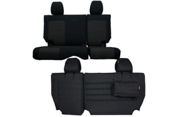Image of Bartact Jeep Seat Covers Rear Split Bench 2008-2010 Wrangler JKU, 4 Door, Tactical Series, Black/Black, JKSC0810R4BB