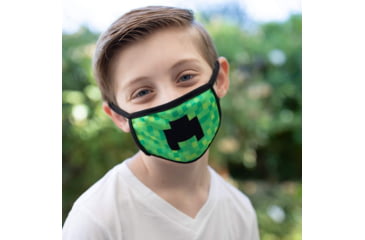 Image of Bartact Kids Reversible 2 Ply Polyester Reusable Washable Face Mask Cover w/ Filter Slot, Small, Minecraft Creeper, FMMNCRFT