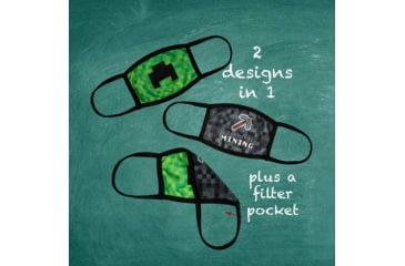 Image of Bartact Kids Reversible 2 Ply Polyester Reusable Washable Face Mask Cover w/ Filter Slot, Small, Minecraft Creeper, FMMNCRFT