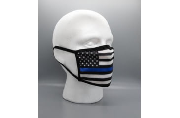 Image of Bartact Reversible 2 Ply Polyester Reusable Washable Face Mask Cover w/ Filter Slot, Large, Thin Blue Line American Flag, FMUSATBL