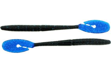 Image of Bass Assassin BANG Lures Ding Dong, 6in, 15 per Pack, Black/Blue Glitter Tail, 6, DDW57405