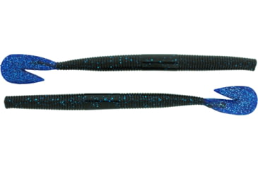 Image of Bass Assassin BANG Lures RSB Worm, 7.25in, 8 per Pack, Black/Blue Glitter Tail, 7.25, RSB53405