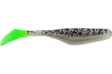 Image of Bass Assassin Lures Turbo Shad Swimbait, 4in, 10 per Pack, Salt &amp; Pepper Silver Phantom/Chartreuse Tail, 4, TSA30238