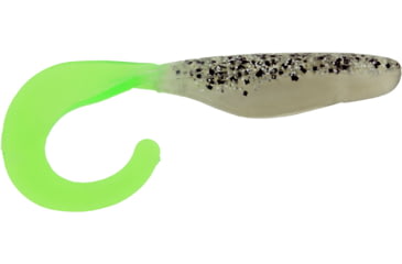 Image of Bass Assassin Walleye Assassin Curly Shad, 4in, 10 per Pack, Salt &amp; Pepper Silver Phantom/Chartreuse Tail, 4, WC33238