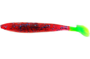 Image of Bass Assassin Walleye Assassin Die Dapper, 3in, 10 per Pack, Plum/Chartreuse Tail, 3, WDD82255