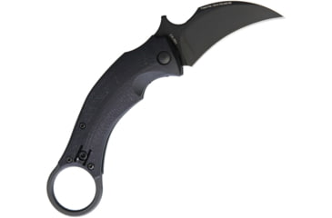 Image of Bastinelli Creations Black Bird Folder Folding Knife, 2.25in Black Cerakote Finish 440 SS Blade, Black G10 Handle, Finger Ring, Black, BLKBIRDFOLDERBLKCERAKO