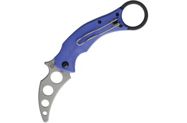 Image of Bastinelli Creations Black Bird Folder Trainer Folding Knife, 2.25in Unsharpened 440 SS Blade, Blue G10 Handle, Finger Ring, Pocket Clip, Blue, BLACK BIRD FOLDER TRAINER