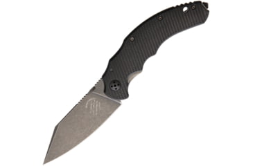 Image of Bastinelli Creations Dragotac Compact Framelock Folding Knife, 3.63in Black Stonewash D2 Tool Steel Blade, Finger Grooved Handle, Black G10 Front Handle With Stonewash Titanium Back Handle, BAS209B