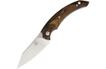 Image of Bastinelli Creations Dragotac Slim Folder Ziricote Folding Knife, 3in Satin Bohler N690 SS Blade, Ziricote Wood Handle, Brown Leather Sleeve, DRAGOTAC SLIM FOX ZIRICOTE