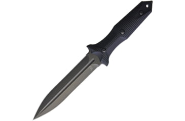 Image of Bastinelli Creations Grozo Fixed Blade PVD Knife, 11in Overall, 6in Black Pvd Coated Double Edge Bohler N690 SS Spear Point Blade, Black G10 Handle, Black Kydex Sheath, GROZO PVD