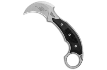 Image of Microtech Bastinelli Iconic Karambit Fixed Blade Knife, 2.25in, Premium Blade Steel, Hawkbill Blade, G-10, Black Handle, Black/Gray, 6.125 inch, BHQ-99151