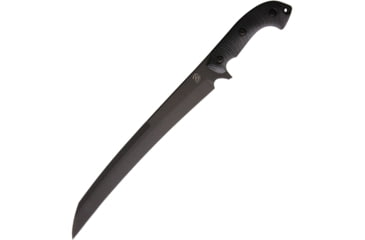 Image of Bastinelli Creations Separateur Knife, 18.75in Overall, 13in Black Oxide Coated 12C27 Sandvik SS Modified Tanto Blade, Black Sculpted G10 Handle, Black Leather Sheath, SPARATEUR CERAKOTE