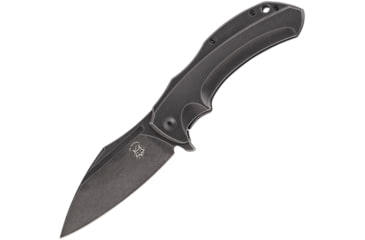 Image of Bastinelli Creations Shadow Framelock Folding Knife, 3.75in Black Stonewash Elmax Steel Blade, Black Stonewash Titanium Handle, Pocket Clip, Black Synthetic Case, SHADOW FULL TITANIUM