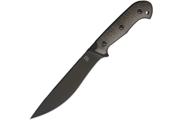 Image of Bastinelli Creations SILENCE Large Fixed Blade Knife, 7.25 black stonewash finish Bohler N690 stainless, Green canvas micarta handle, SILENCE LARGE PLAIN EDGE