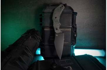 Image of Bastinelli Creations The Foreigner Black PVD Fixed Blade Knife, 7.38in Overall, 3.38in Black PVD Bohler M390 Stainless Steel Blade, Black Canvas Micarta Handle, Black Kydex Sheath, BC-34 PVD