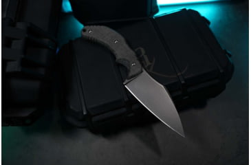 Image of Bastinelli Creations The Foreigner Fixed Blade Knife, 7.38in Overall, 3.38in Stonewash Bohler M390 Stainless Steel Blade, Black Canvas Micarta Handle, Black Kydex Sheath, BC-34 SW