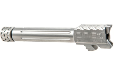 Image of Battle Arms Development One Threaded/Fluted Barrel, Glock 19, 1 2x28, 1/10 Twist, Straight Flute, SABERTUBE Thread Protector, 416R Steel, Stainless Steel, BAD-BBLG19SSFT