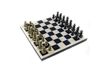 Image of Battling Blades Bone Black And White Chess Set, Bone Chess Board With Pieces, 20in, 7012460757164