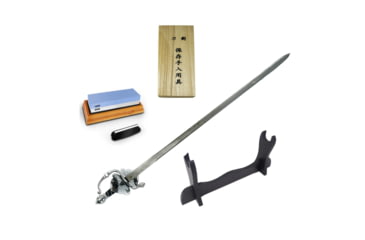 Image of Battling Blades Leaf Rapier Bundle- Damascus Steel Rapier Sword- Maintenance Kit- Sword Sharpener- Sword Stand, 7272942141612