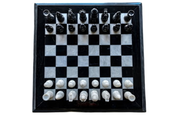Image of Battling Blades Marble Chess Set Extra Large Chess Board Black Boarder, Black, 20in, 7204583243948