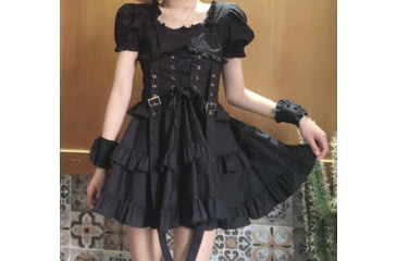 Image of Battling Blades Raven Enchantment Victorian Bandage Gothic Dress EA58660A, 7676703539372