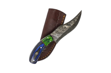 Image of Battling Blades Skinning Skinner Knife, High Carbon Damascus Steel Blade, Blue/Green, 7520571457708