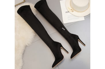 Image of Battling Blades Stretch Over Pointed Toe Faux Boots, Long, 7538140577964