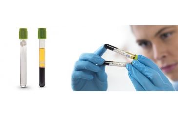 Image of BD Vacutainer Barricor Plasma Blood Collection Tube, Li Heparin, Lime Cap, 13 x 75mm, 365043-PK