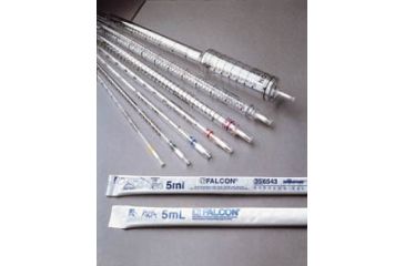 Image of BD Falcon Disposable Serological Pipets, Polystyrene, Sterile, Plugged, BD Biosciences 356521 Individually Wrapped In Advantage All-Plastic