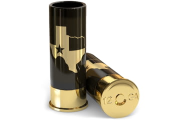 Image of Old Southern Brass 12 Gauge Texas Flag Shot Glasses, Set of 4, Black/Gold, 2 oz, OSB-12GSG-TEX