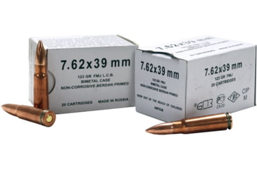 Image of Bear Ammunition Barnaul, 7.62x39mm, 123 Grain, Full Metal Jacket, Centerfire Rifle Ammo, 500 Rounds, AM762B