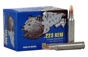 Image of Bear Ammunition Silver Bear .223 Remington 55gr. Hp Zinc Plated 20-pack