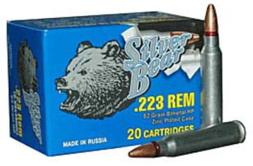 Image of Bear Ammunition Silver Bear .223 Remington 62gr Hp Zinc Plated 20-pack