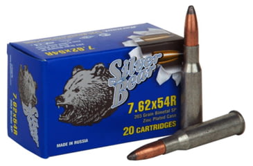 Image of Bear Ammunition Silver Bear 7.62x54r 203gr. Sp Soft-point Zinc Plated 20-pack