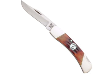 Image of Bear and Son Knives Medium Lockback Folding Knife, 2.75in, 1095 Carbon Steel, Red Stag BoneHandle, CRSB05