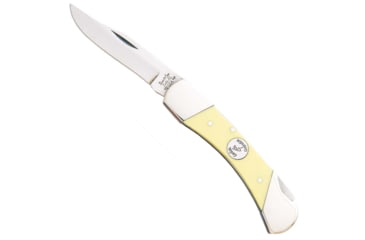 Image of Bear and Son Knives Medium Lockback Folding Knife, 2.75in, 1095 Carbon Steel, Yellow Delrin Handle, C305