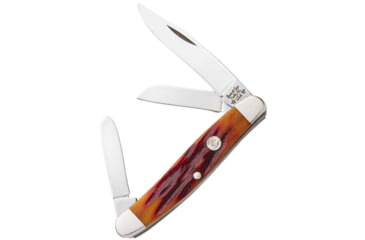 Image of Bear and Son Knives Medium Stockman Folding Knife, 2.75in, 1095 Carbon Steel, Red Stag Bone Handle, CRSB18