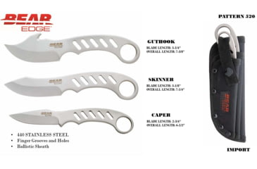 Image of Bear Edge 3-Piece Game Set Fixed Blade Knives, 3.25in/3.13in/2.75in, 440 Stainless Steel, 61520