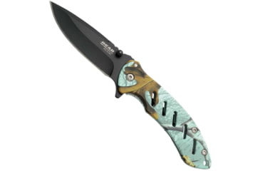 Image of Bear Edge Brisk 1.0 Folding Knife, 3.25in, 440 Stainless Steel, Stainless Steel w/Soft Touch Coating Handle, Realtree Edge Teal, 61508