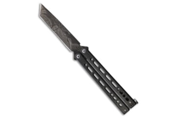 Image of Bear Ops Bear Ops Bear Song VIII Tanto Butterfly Knife Galaxy 4.5" Damascus, Gray, Damascus, adult, BHQ-145024