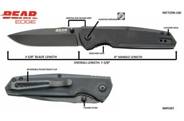 Image of Bear &amp; Son Cutlery 4 1/2 Black G10 Assisted Sideliner - 61100